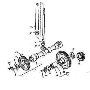 Розподільний вал. Штовхачі клапанів для двигуна Д-21 Розподільний вал. Штовхачі клапанів для двигуна Д-21